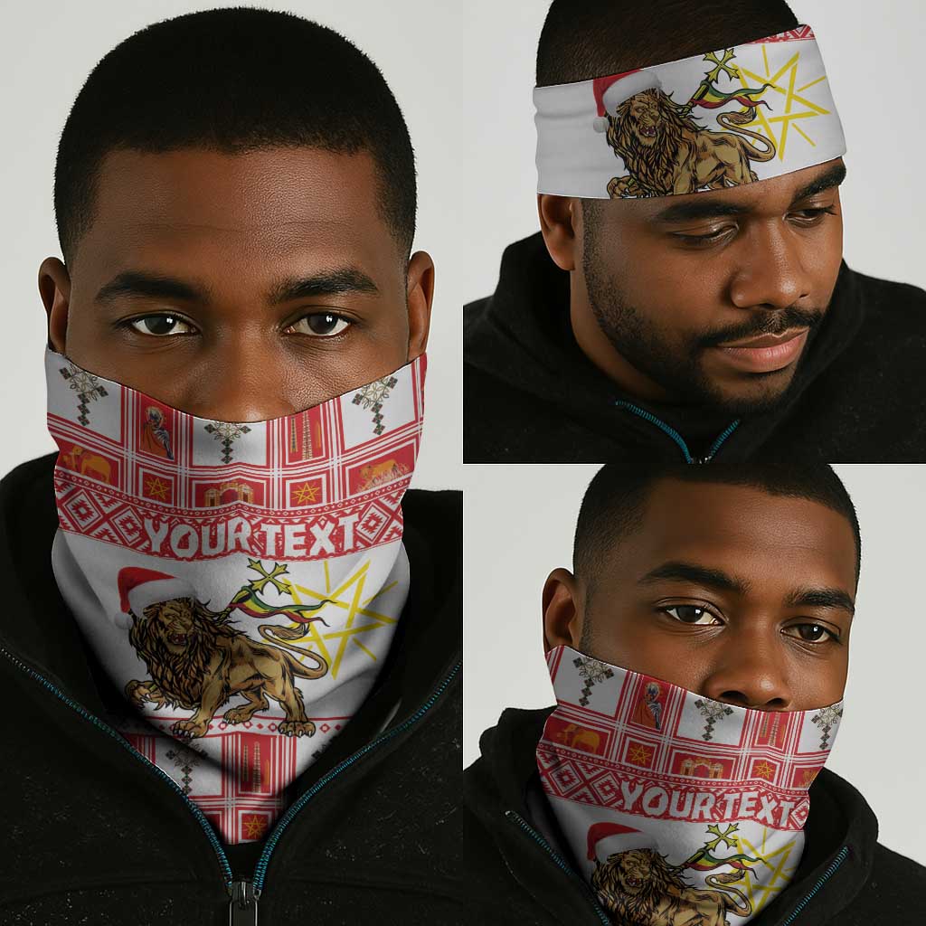 Personalized Ethiopia Melikam Gena Neck Gaiter Merry Christmas Lion of Judah LT18