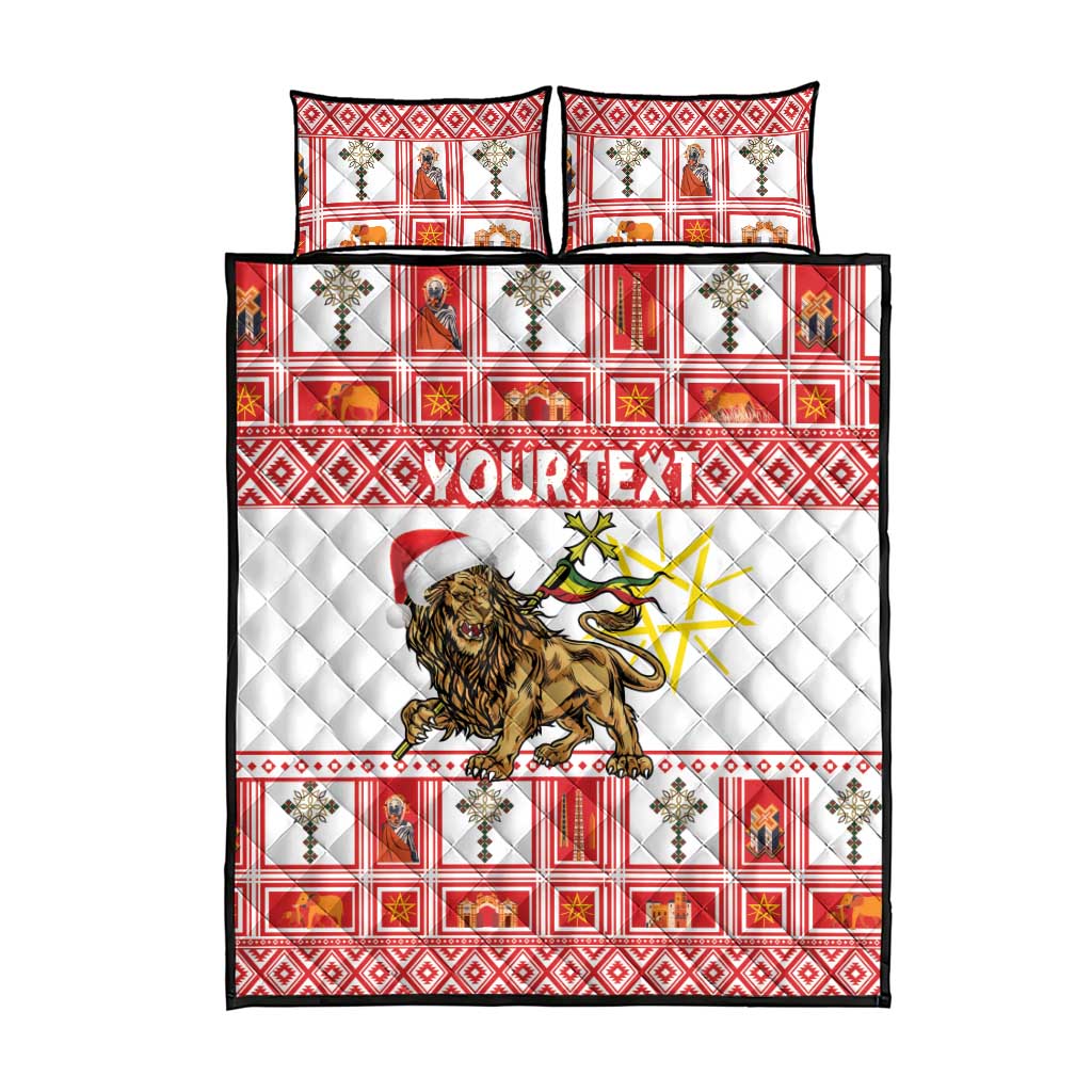 Personalized Ethiopia Melikam Gena Quilt Bed Set Merry Christmas Lion of Judah