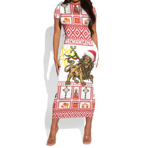 Personalized Ethiopia Melikam Gena Short Sleeve Bodycon Dress Merry Christmas Lion of Judah LT18