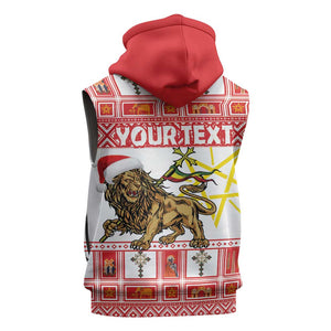 Personalized Ethiopia Melikam Gena Sleeveless Hoodie Merry Christmas Lion of Judah - African Pride