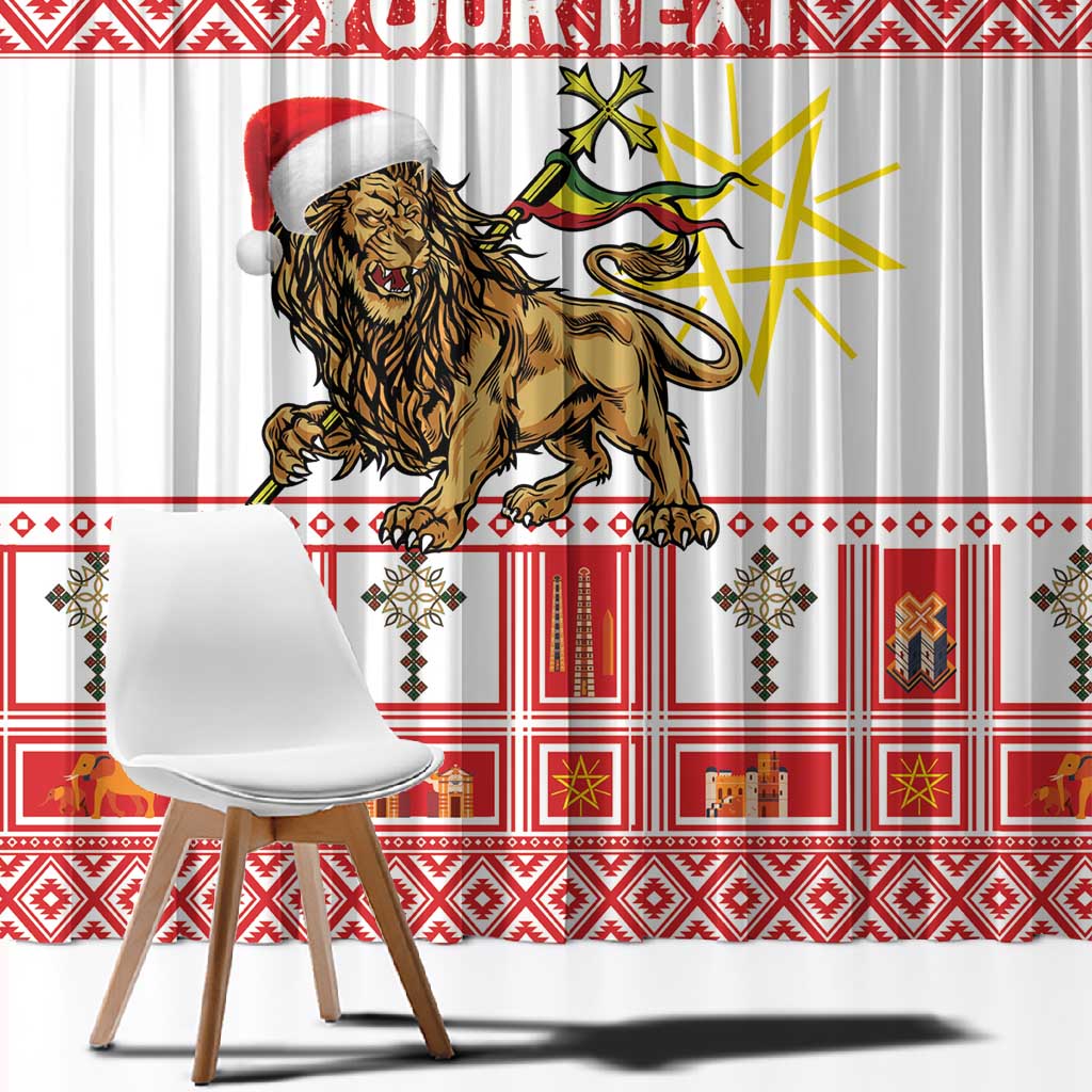 Personalized Ethiopia Melikam Gena Window Curtain Merry Christmas Lion of Judah