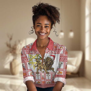 Personalized Ethiopia Melikam Gena Women Casual Shirt Merry Christmas Lion of Judah LT18