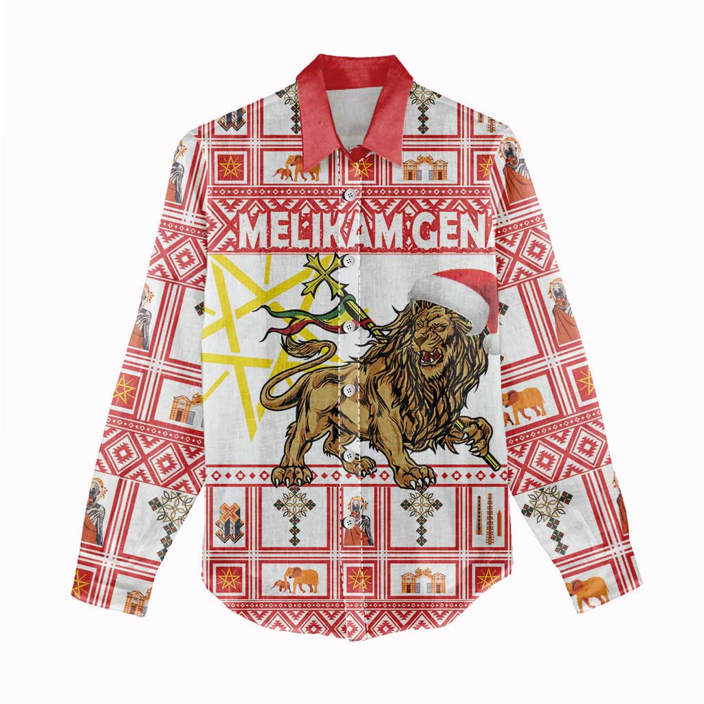 Personalized Ethiopia Melikam Gena Women Casual Shirt Merry Christmas Lion of Judah LT18