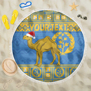 Personalized Eritrea Emblem Beach Blanket Ruhus Beal Lidet - Kente Pattern