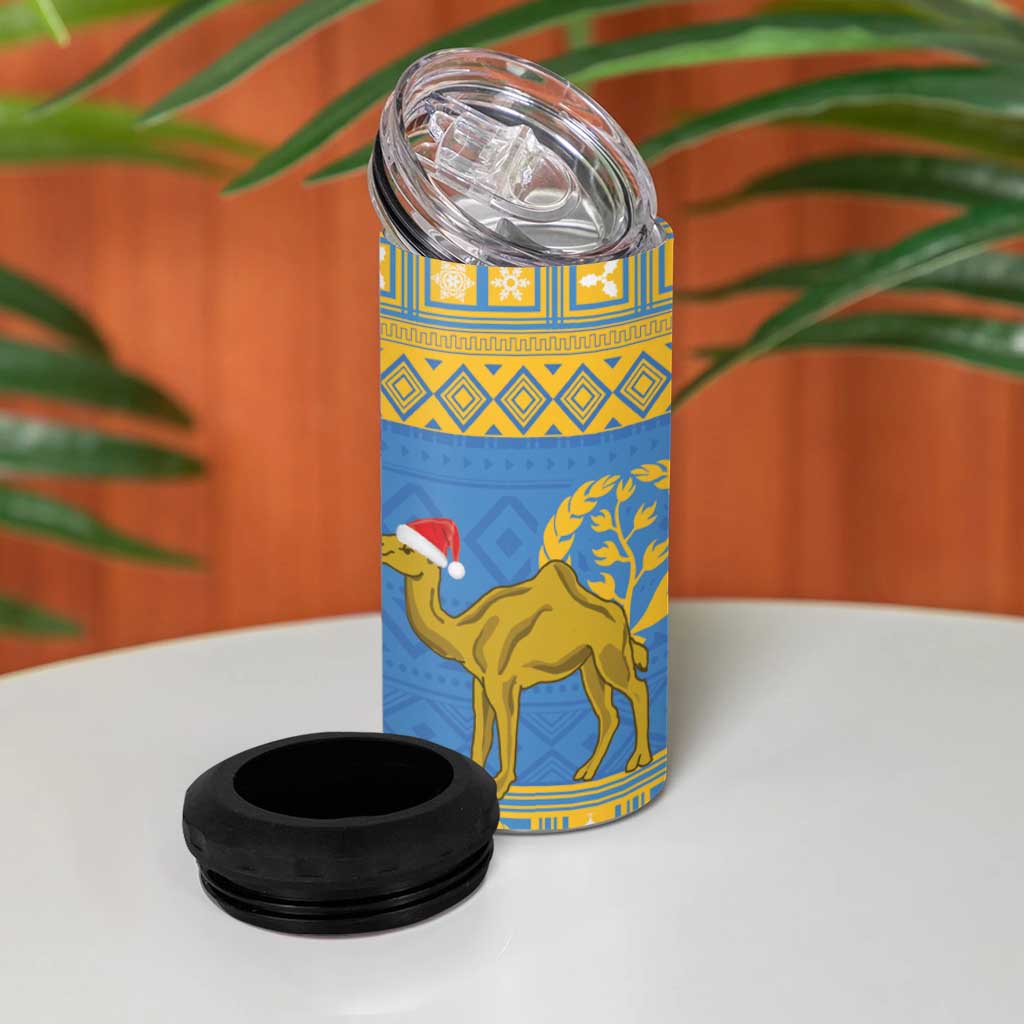Personalized Eritrea Emblem 4 in 1 Can Cooler Tumbler Ruhus Beal Lidet - Kente Pattern