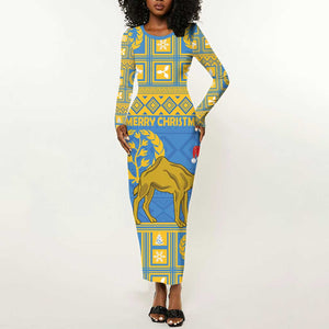 Personalized Eritrea Emblem Long Sleeve Bodycon Dress Ruhus Beal Lidet - Kente Pattern LT18