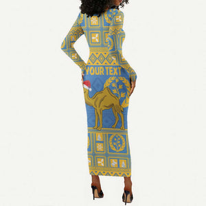 Personalized Eritrea Emblem Long Sleeve Bodycon Dress Ruhus Beal Lidet - Kente Pattern LT18