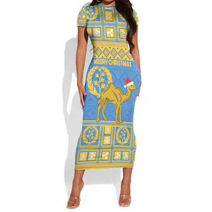 Personalized Eritrea Emblem Short Sleeve Bodycon Dress Ruhus Beal Lidet - Kente Pattern LT18