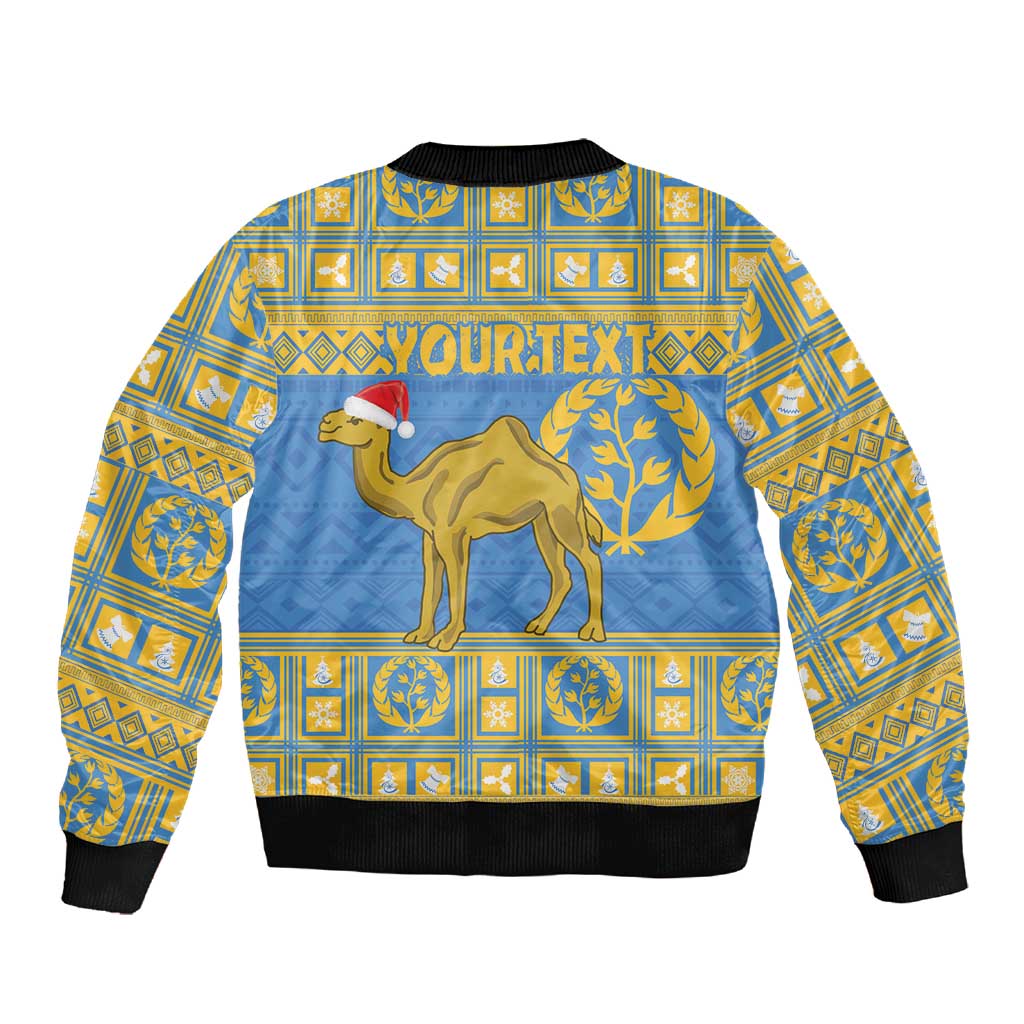 Personalized Eritrea Emblem Sleeve Zip Bomber Jacket Ruhus Beal Lidet - Kente Pattern