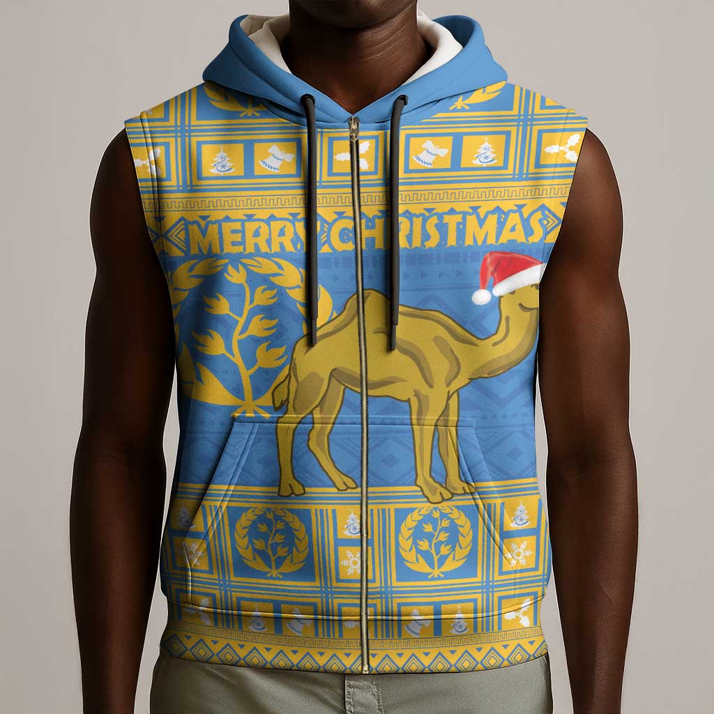 Personalized Eritrea Emblem Sleeveless Zip Hoodie Ruhus Beal Lidet - Kente Pattern - African Pride