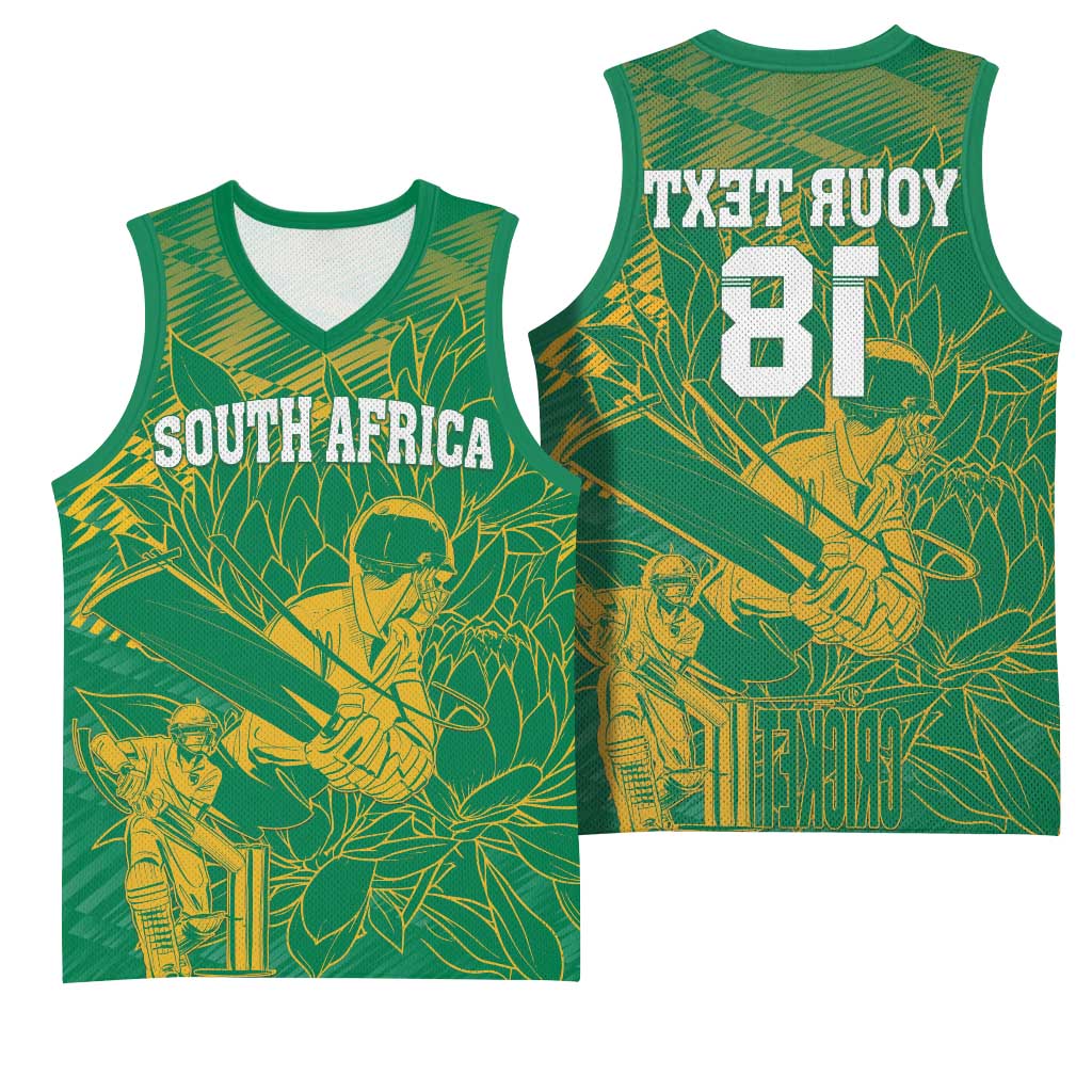 Cricket South Africa Custom Basketball Jersey Green Version Proteas - African Pride