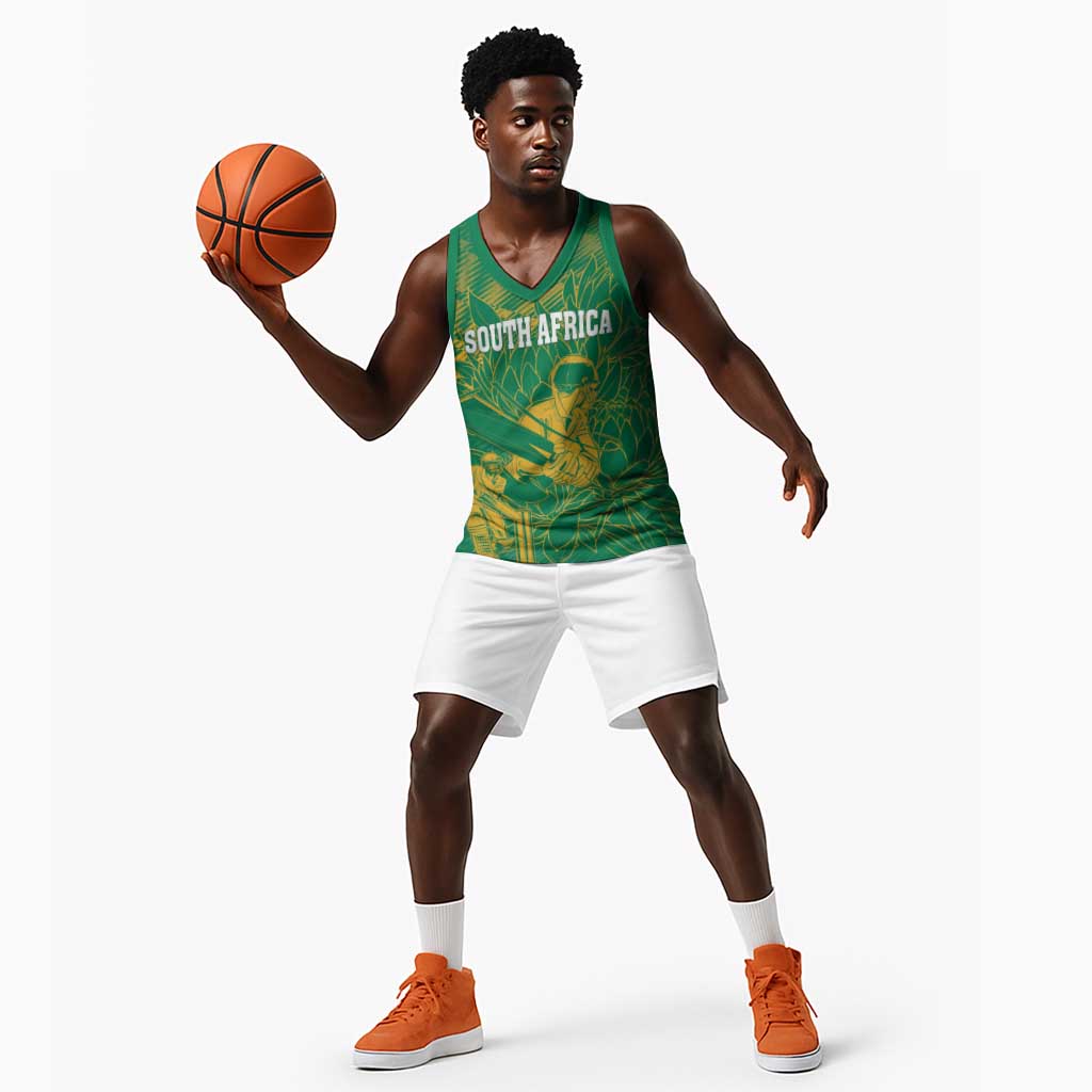 Cricket South Africa Custom Basketball Jersey Green Version Proteas - African Pride