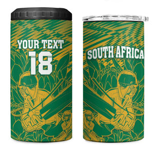 Cricket South Africa Custom 4 in 1 Can Cooler Tumbler Green Version Proteas - African Pride
