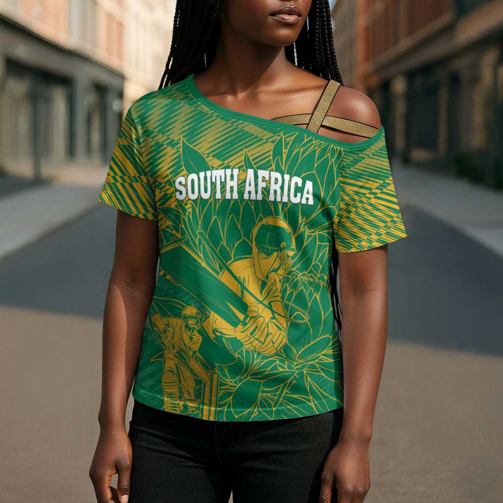 Cricket South Africa Custom Cross Shoulder Shirt Green Version Proteas