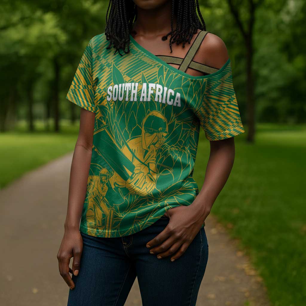 Cricket South Africa Custom Cross Shoulder Shirt Green Version Proteas
