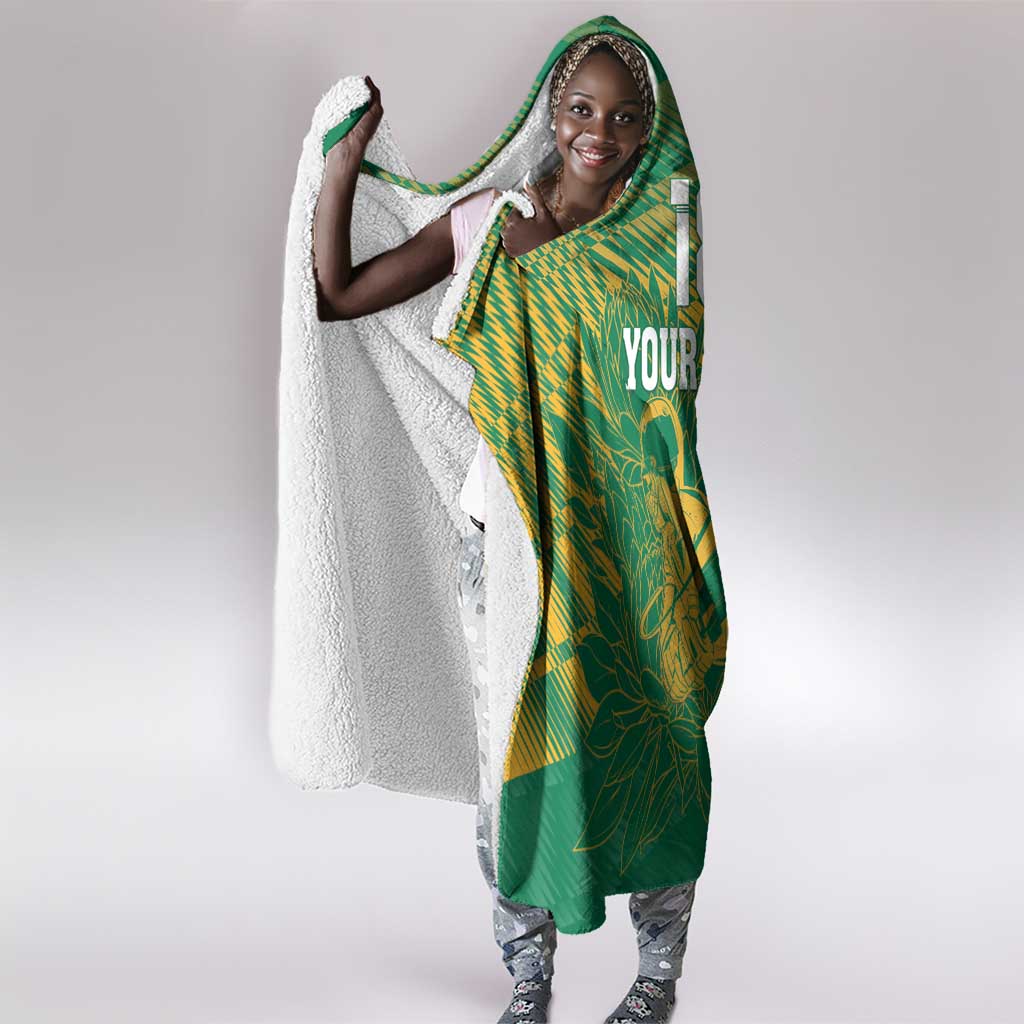 Cricket South Africa Custom Hooded Blanket Green Version Proteas - African Pride
