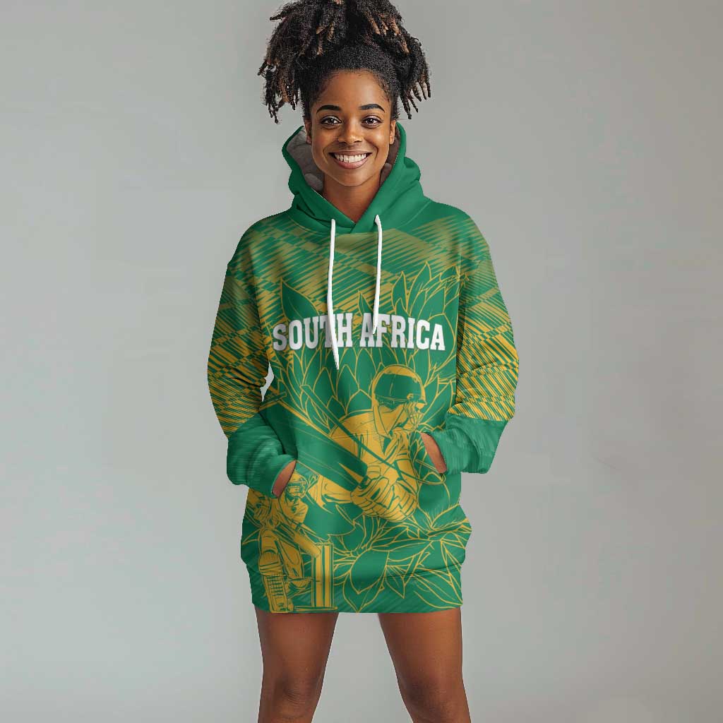 Cricket South Africa Custom Hoodie Dress Green Version Proteas - African Pride