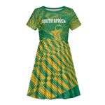 Cricket South Africa Custom Kid Short Sleeve Dress Green Version Proteas - African Pride
