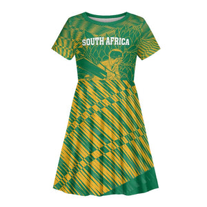 Cricket South Africa Custom Kid Short Sleeve Dress Green Version Proteas - African Pride