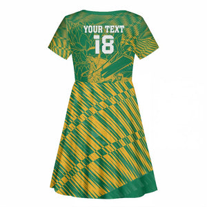 Cricket South Africa Custom Kid Short Sleeve Dress Green Version Proteas - African Pride
