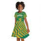 Cricket South Africa Custom Kid Short Sleeve Dress Green Version Proteas - African Pride