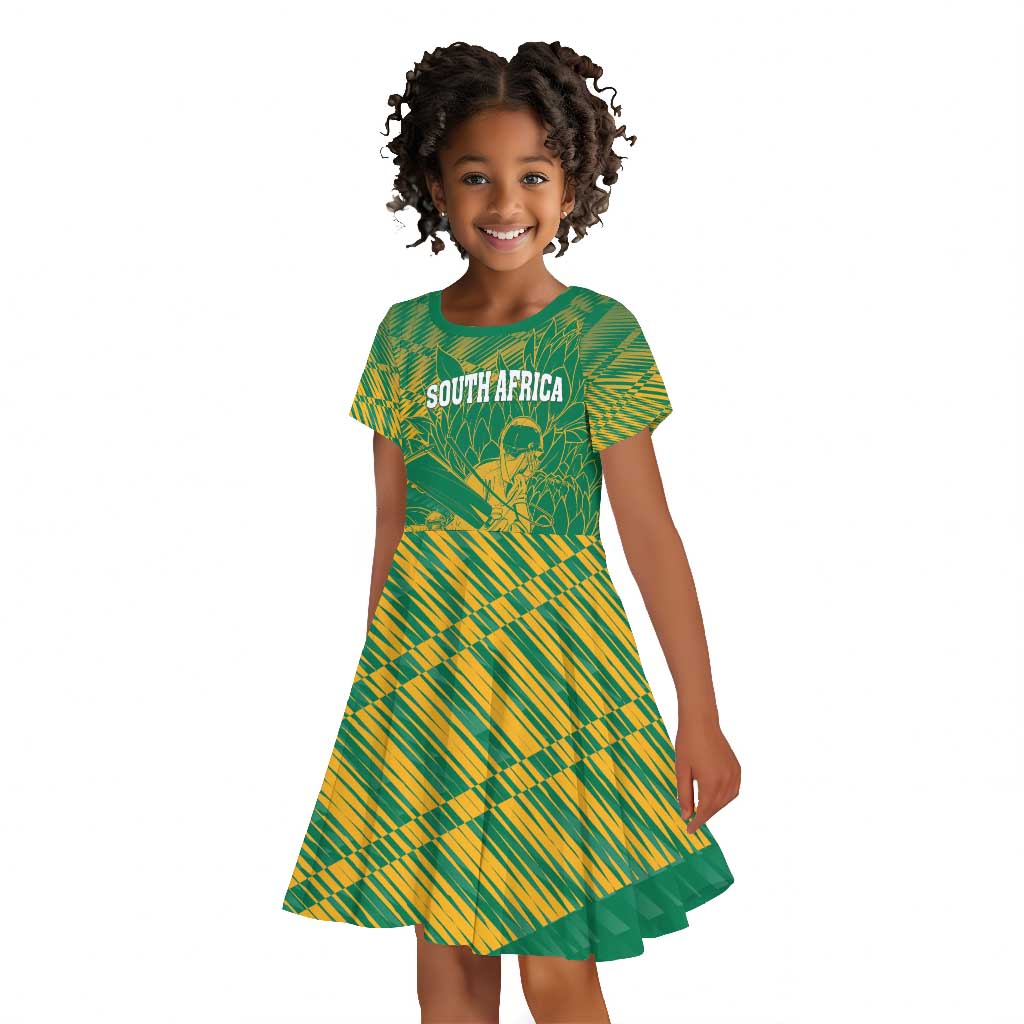 Cricket South Africa Custom Kid Short Sleeve Dress Green Version Proteas - African Pride