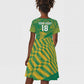 Cricket South Africa Custom Kid Short Sleeve Dress Green Version Proteas - African Pride