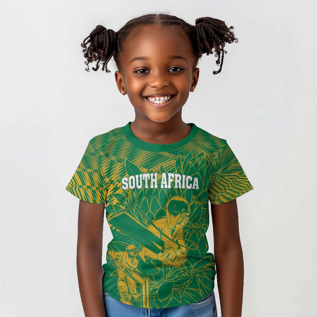 Cricket South Africa Custom Kid T shirt Green Version Proteas - African Pride