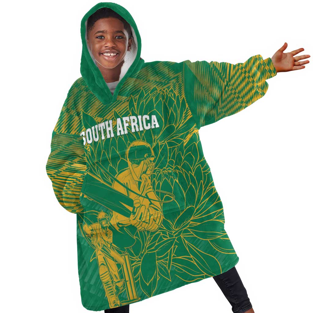 Cricket South Africa Custom Kid Wearable Blanket Hoodie Green Version Proteas - African Pride