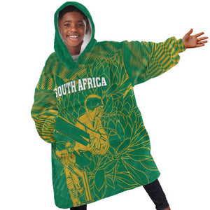 Cricket South Africa Custom Kid Wearable Blanket Hoodie Green Version Proteas - African Pride