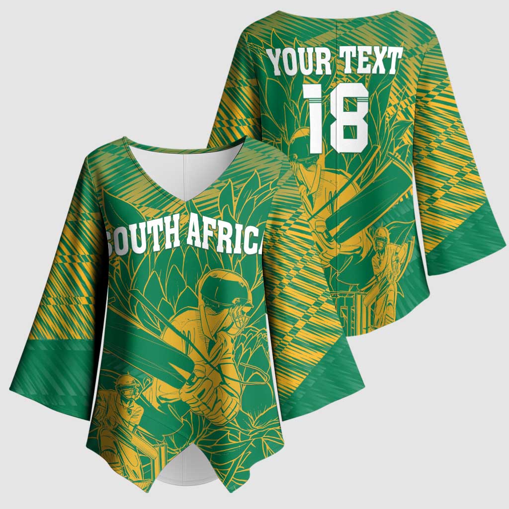Cricket South Africa Custom Kimono Sleeve Blouse Green Version Proteas