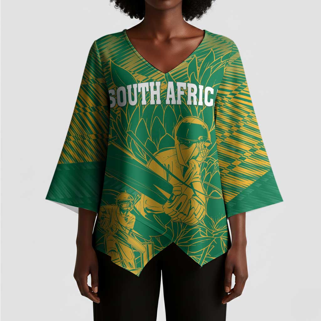 Cricket South Africa Custom Kimono Sleeve Blouse Green Version Proteas