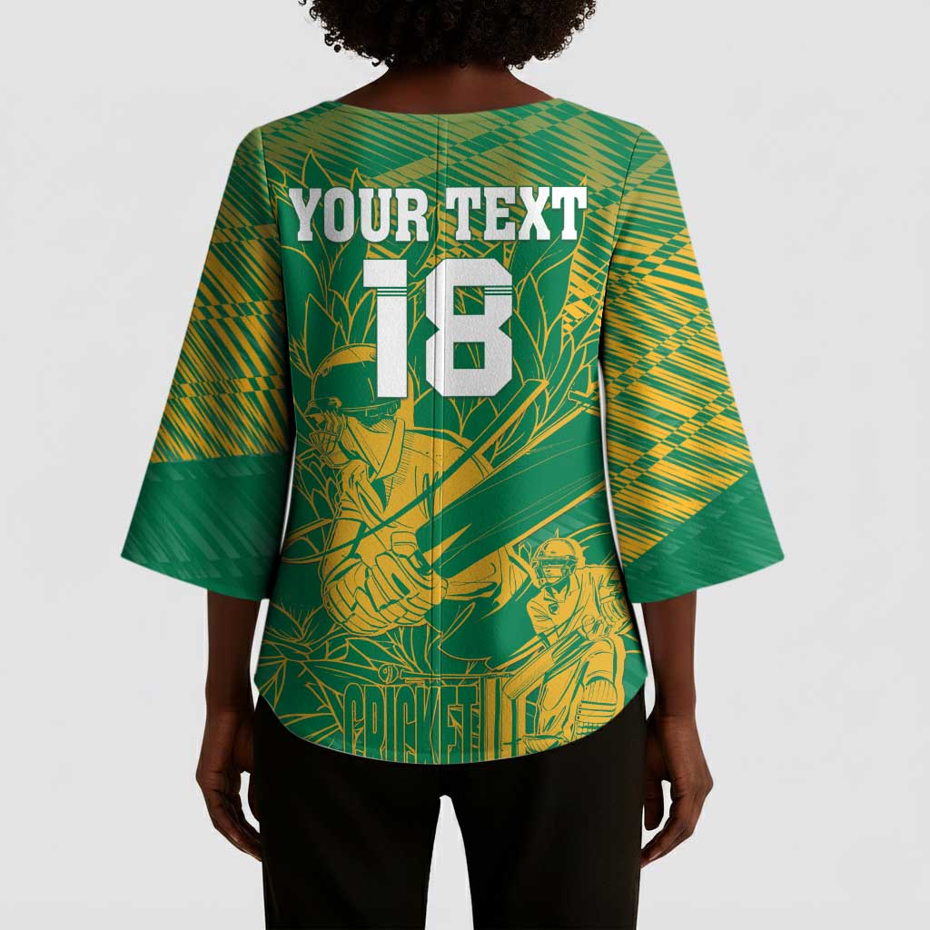 Cricket South Africa Custom Kimono Sleeve Blouse Green Version Proteas