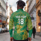 Cricket South Africa Custom Long Sleeve Button Shirt Green Version Proteas - African Pride