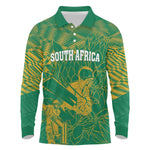 Cricket South Africa Custom Long Sleeve Polo Shirt Green Version Proteas - African Pride