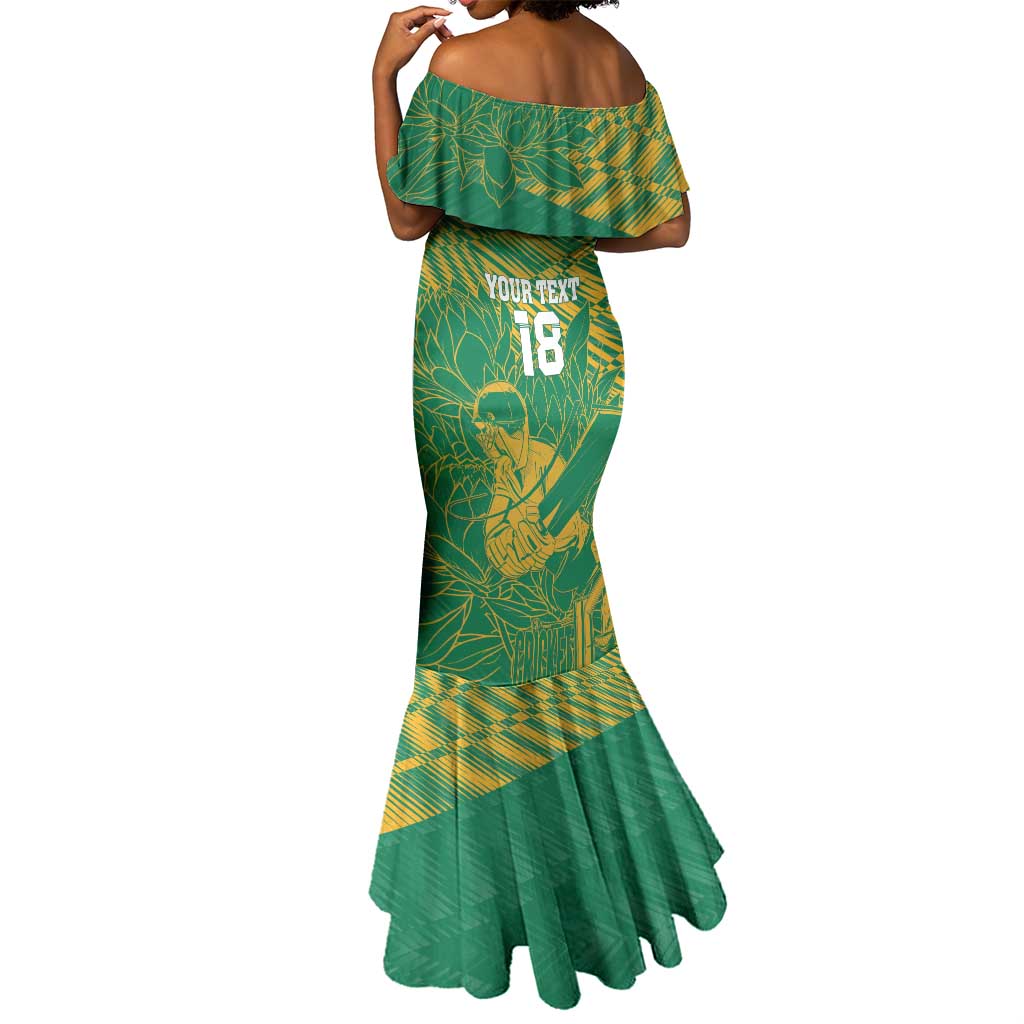 Cricket South Africa Custom Mermaid Dress Green Version Proteas - African Pride