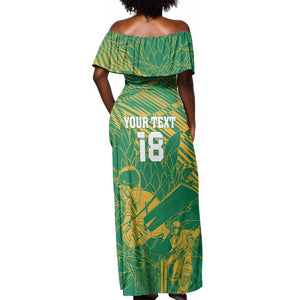 Cricket South Africa Custom Off Shoulder Maxi Dress Green Version Proteas - African Pride