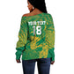 Cricket South Africa Custom Off Shoulder Sweater Green Version Proteas - African Pride