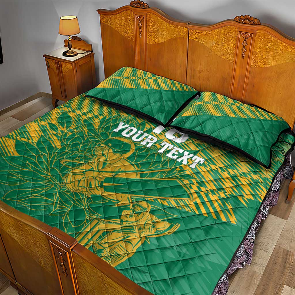 Cricket South Africa Custom Quilt Bed Set Green Version Proteas - African Pride