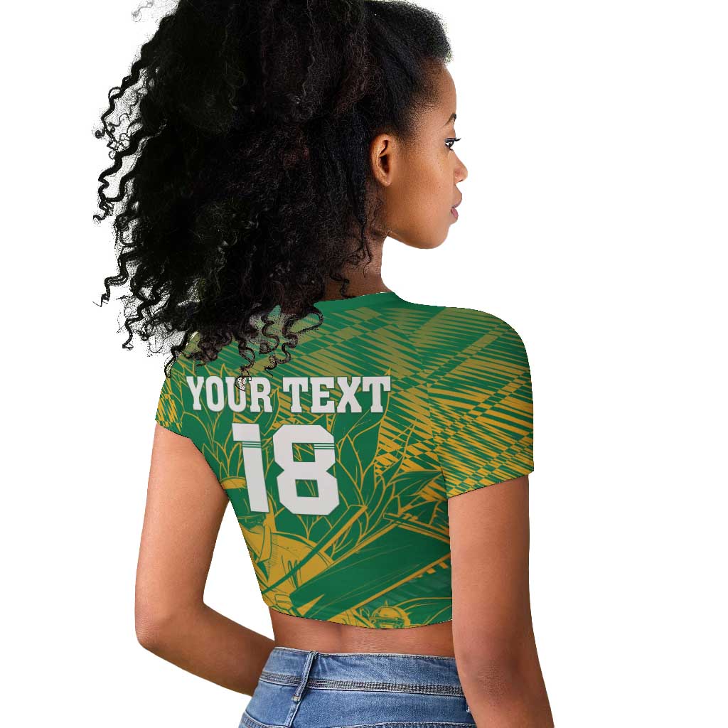 Cricket South Africa Custom Raglan Cropped T shirt Green Version Proteas - African Pride