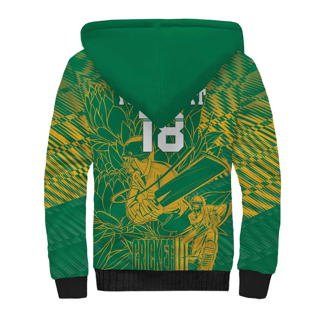 Cricket South Africa Custom Sherpa Hoodie Green Version Proteas - African Pride