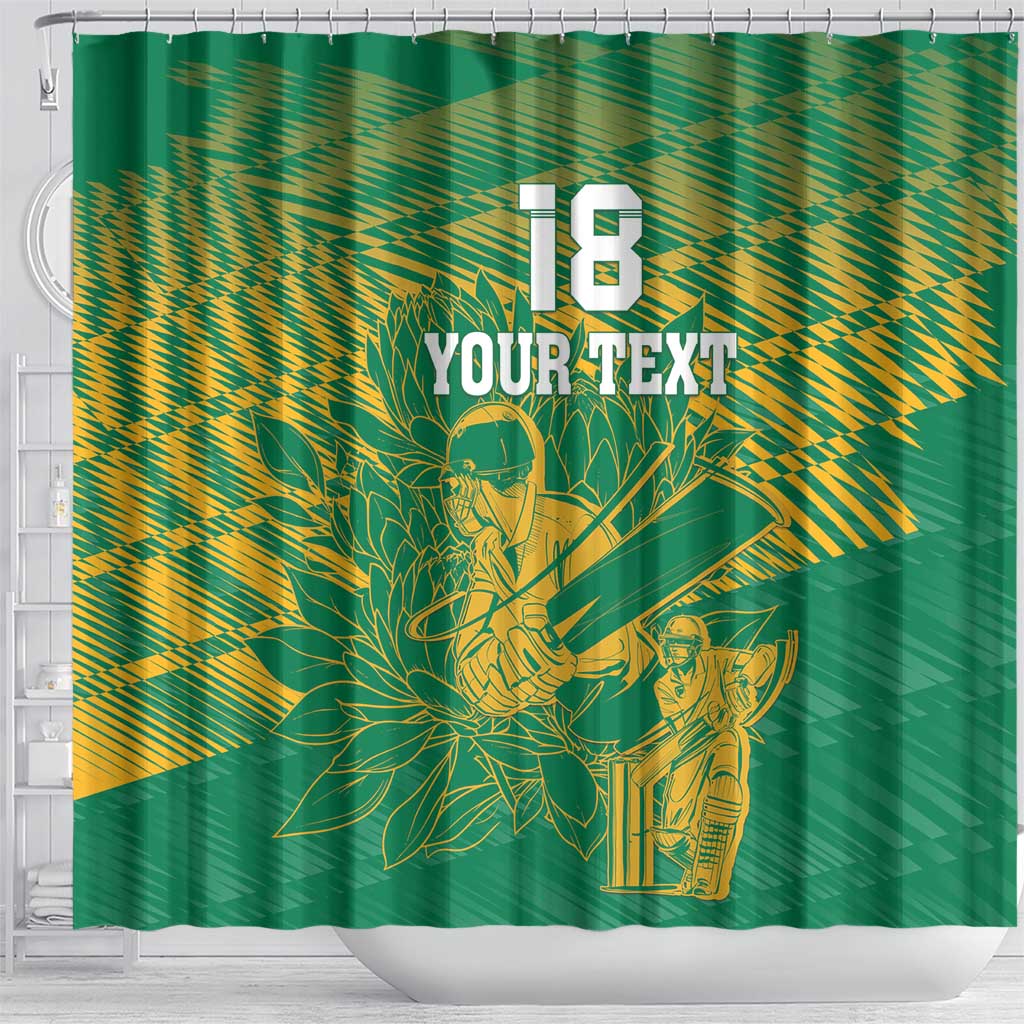 Cricket South Africa Custom Shower Curtain Green Version Proteas - African Pride
