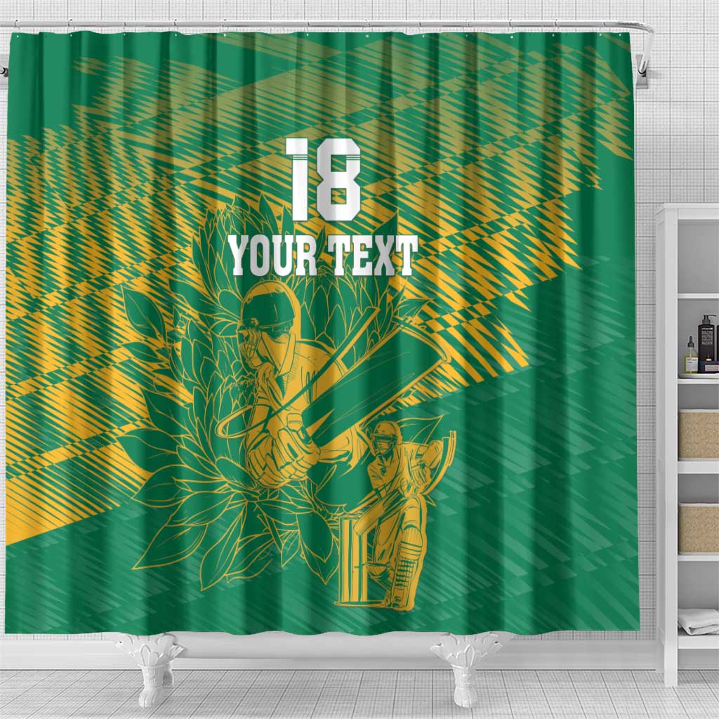 Cricket South Africa Custom Shower Curtain Green Version Proteas - African Pride