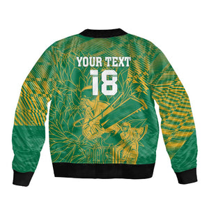 Cricket South Africa Custom Sleeve Zip Bomber Jacket Green Version Proteas - African Pride
