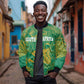 Cricket South Africa Custom Sleeve Zip Bomber Jacket Green Version Proteas - African Pride