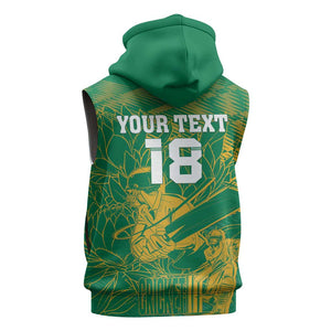 Cricket South Africa Custom Sleeveless Hoodie Green Version Proteas - African Pride
