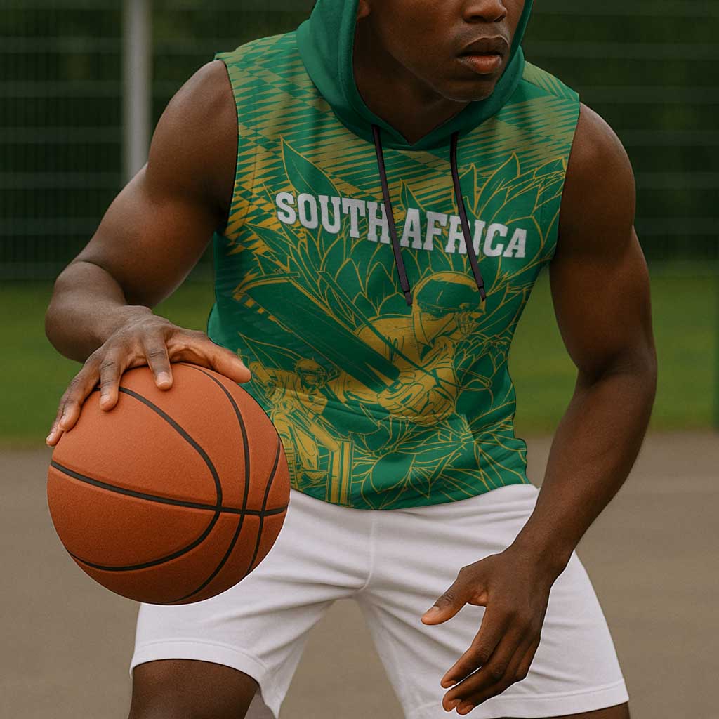 Cricket South Africa Custom Sleeveless Hoodie Green Version Proteas - African Pride