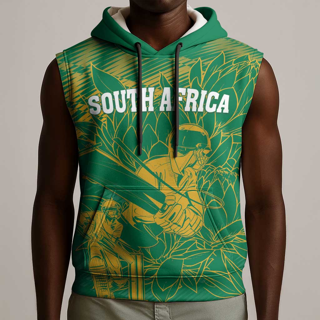 Cricket South Africa Custom Sleeveless Hoodie Green Version Proteas - African Pride