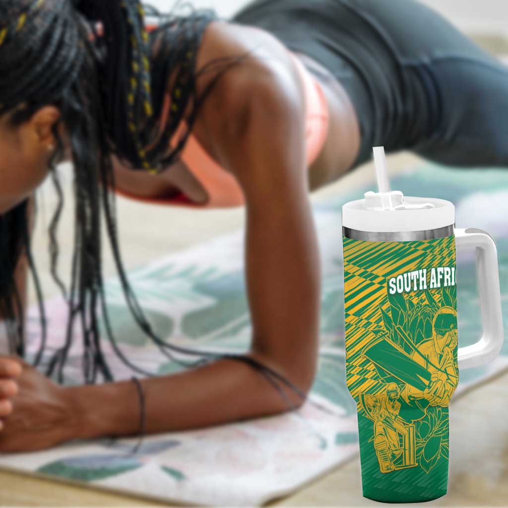 Cricket South Africa Custom Tumbler With Handle Green Version Proteas - African Pride
