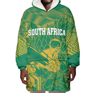 Cricket South Africa Custom Wearable Blanket Hoodie Green Version Proteas - African Pride